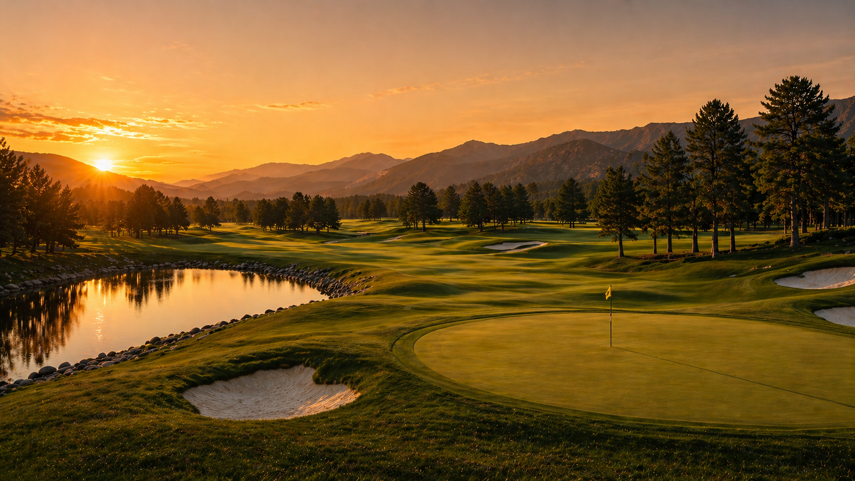 Golf course at evening light